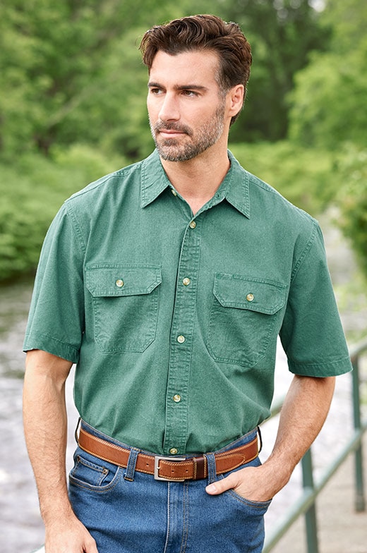 Orton Brothers Solid Washed-Canvas Short-Sleeve Shirt