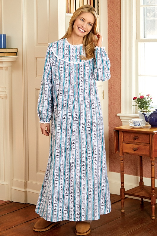 Lanz Classic Flannel Tyrolean Nightgown