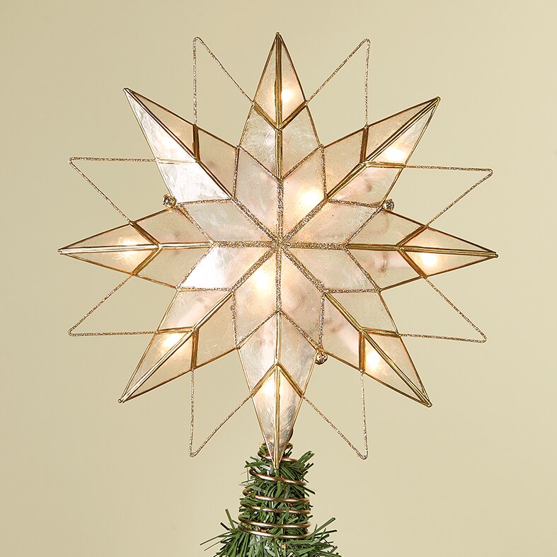 Lighted Capiz Star Christmas Tree Topper