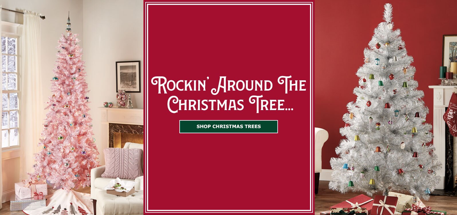 Montana Pine Artificial Christmas Tree, Pre-Lit Nutcracker's Dream Pink Tinsel Christmas Tree, 7.5 Feet