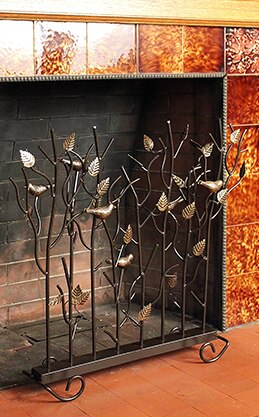 Bronze Birds Fireplace Screen