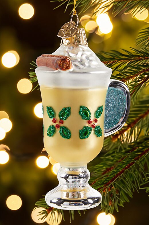 Holiday Eggnog Blown-Glass Christmas Ornament