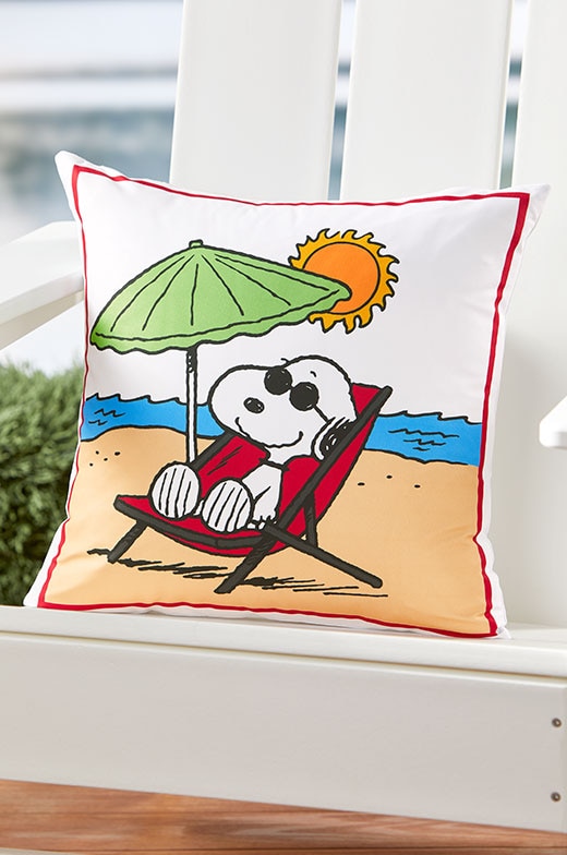 Peanuts Snoopy's Beach Day 18 Inch Indoor/Outdoor Throw Pillow Cover
