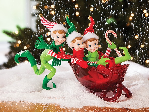 Classic 10 Inch Christmas Pixie Elves, Set Of 3