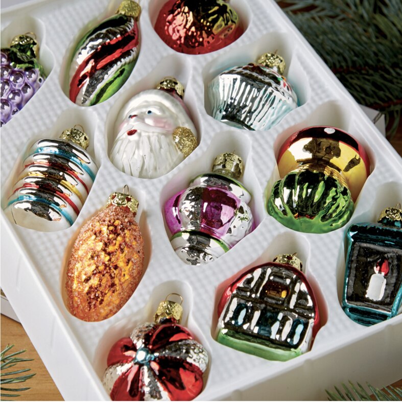 Old-Fashioned Glass Ornament Collection, Set Of 12