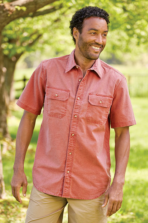 Orton Brothers Solid Washed-Canvas Short-Sleeve Shirt