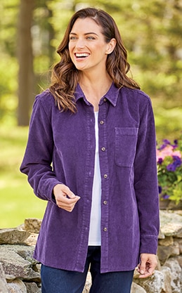 Women's Wide-Wale Corduroy Big Shirt Lined With Flannel