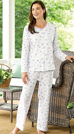Women's Sweet Violets Cotton Knit Pajamas