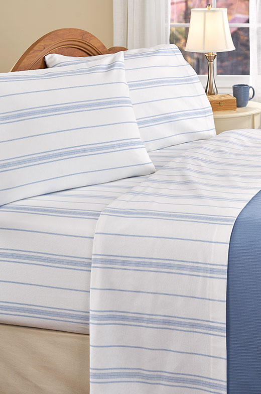 Striped Portuguese Cotton Flannel and Percale Sheet Sets