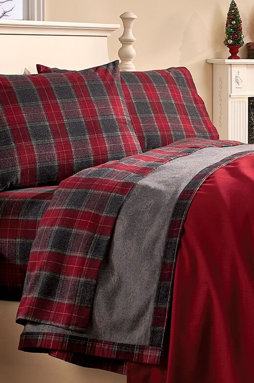 Heathered Plaid Portuguese Cotton Double-Flannel Blanket Or Throw