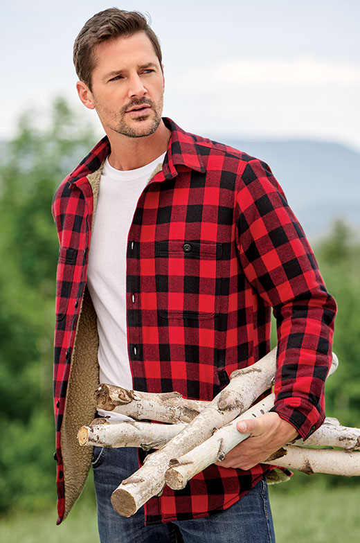 Orton Brothers Sherpa-Lined Buffalo Check Flannel Shirt